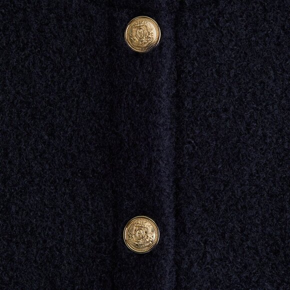 H&M Navy Blue BOUCLÉ-WEAVE CARDIGAN NWT - Picture 4 of 7